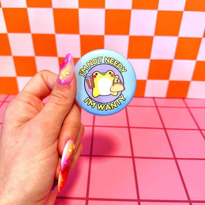 Stickers X Ashley Bexar - Frog Funny Spoiled Button Pin Pinback Button - Mini: 1.25"