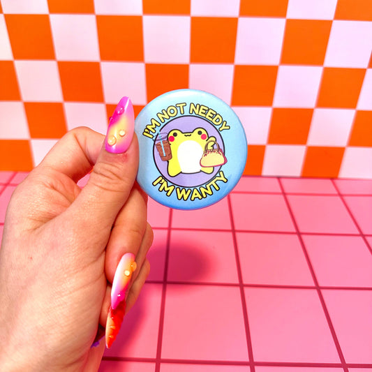 Stickers X Ashley Bexar - Frog Funny Spoiled Button Pin Pinback Button - Mini: 1.25"