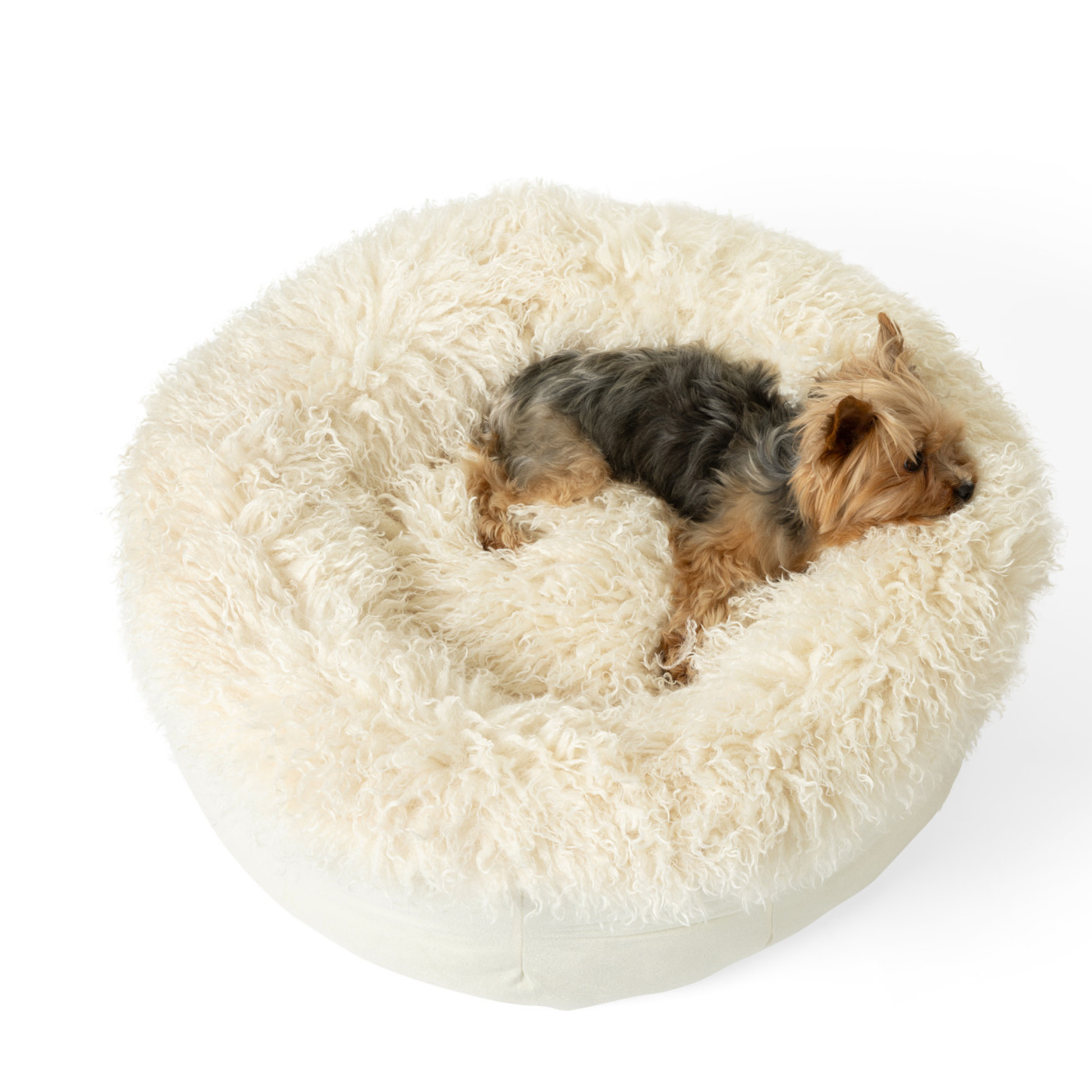 PupPouf™ Luxe Faux Fur Donut Dog Bed - Plush Sheep Ivory - Doot's Pet LLC Collars For A Cause