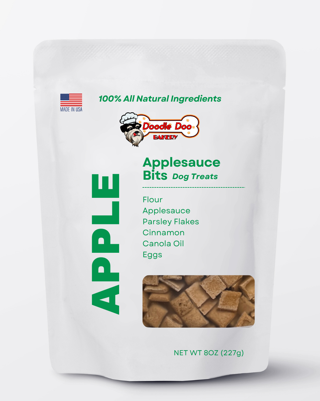 Homemade Dog Treats -🍏 Apple Bits Dog Biscuits 1/2 lb. - Doot's Pet LLC Collars For A Cause