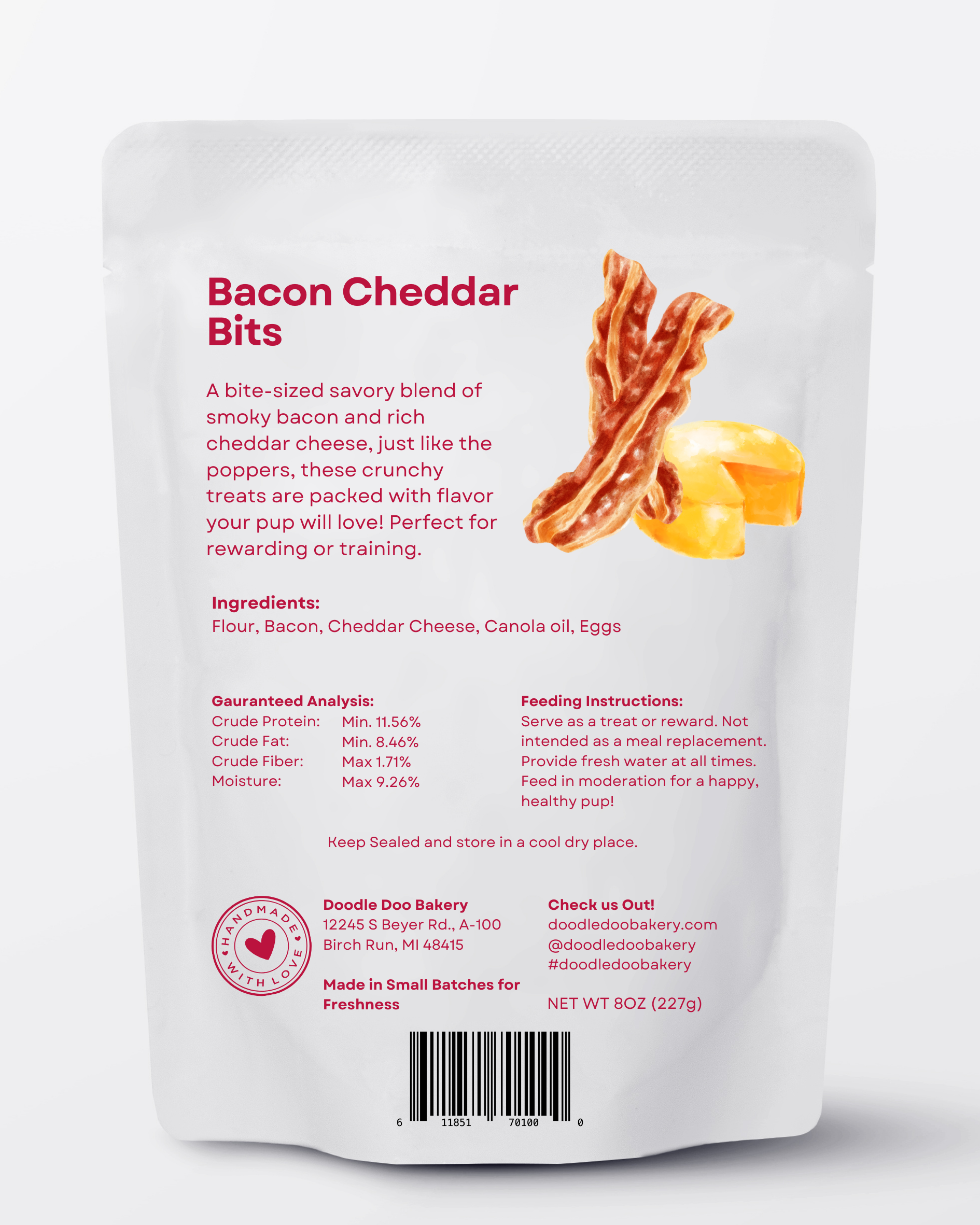 Homemade Dog Treats - 🥓 Bacon Cheddar Bits Treat 1/2lb - Doot's Pet LLC Collars For A Cause