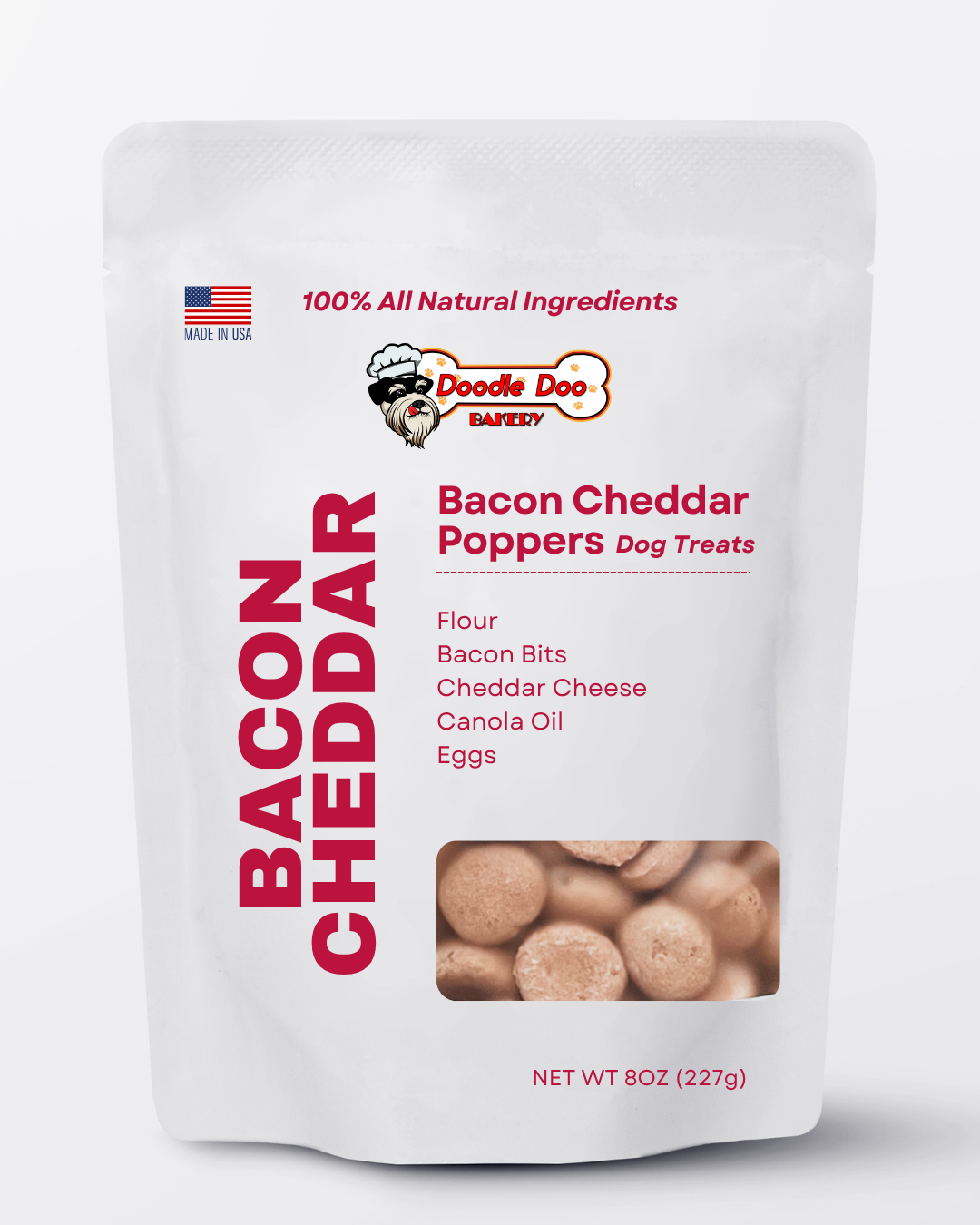 🥓 Homemade Dog Treats -  Bacon Cheddar Poppers Treat 1/2lb - Doot's Pet LLC Collars For A Cause