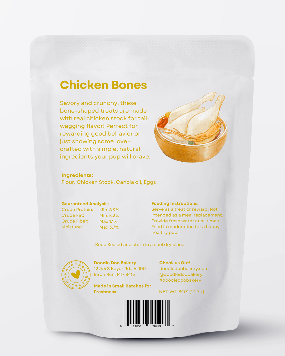 🍗Homemade Dog Treats - Chicken Treat 1/2lb - Doot's Pet LLC Collars For A Cause