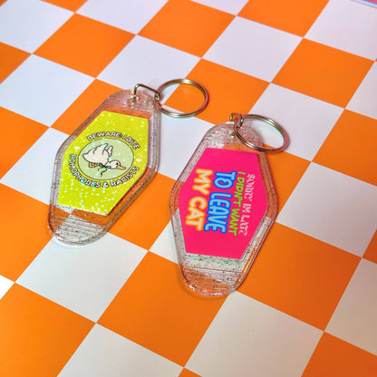 Stickers X Ashley Bexar - Funny Cat Mom Cats Witchy Motel Keychain Acrylic Keychain - Glitter / Silver