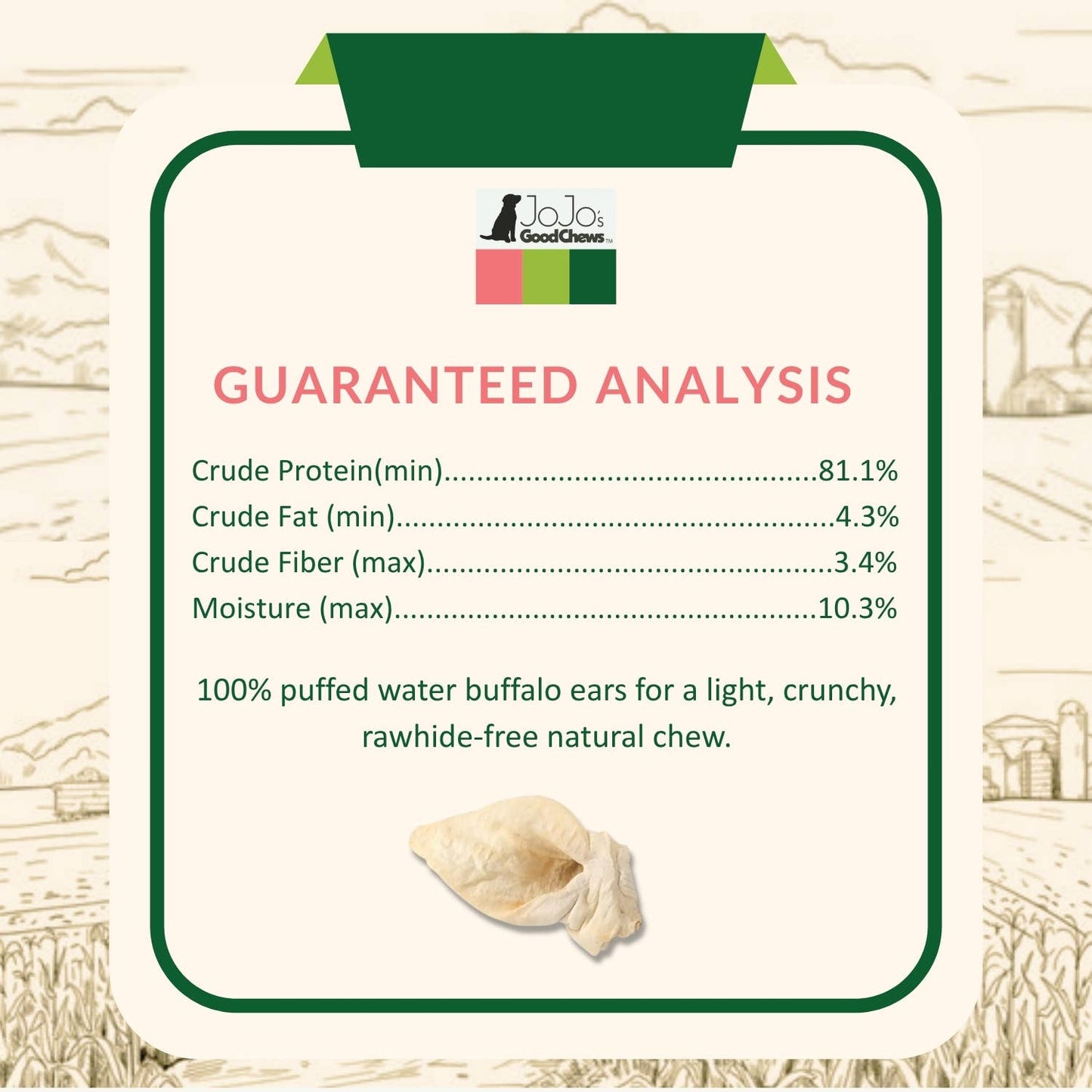 Doot's Chew Bar - White Puffed/Coned Water Buffalo Ear