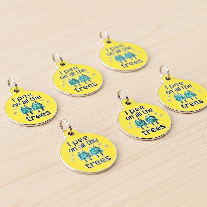 Bad Tags - Camping Dog Tag with Personalized QR Code - Pee on Trees - Large / Engraved QR Code