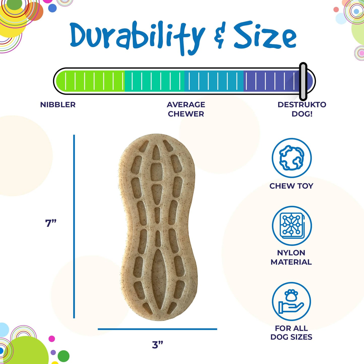 SodaPup - SP Nylon Peanut Chew Toy - Medium/Large - Brown