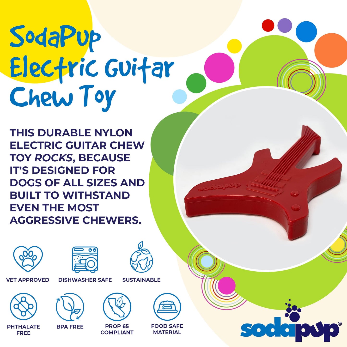 SodaPup - Electric Guitar Ultra Durable Nylon Dog Chew Toy for Aggress
