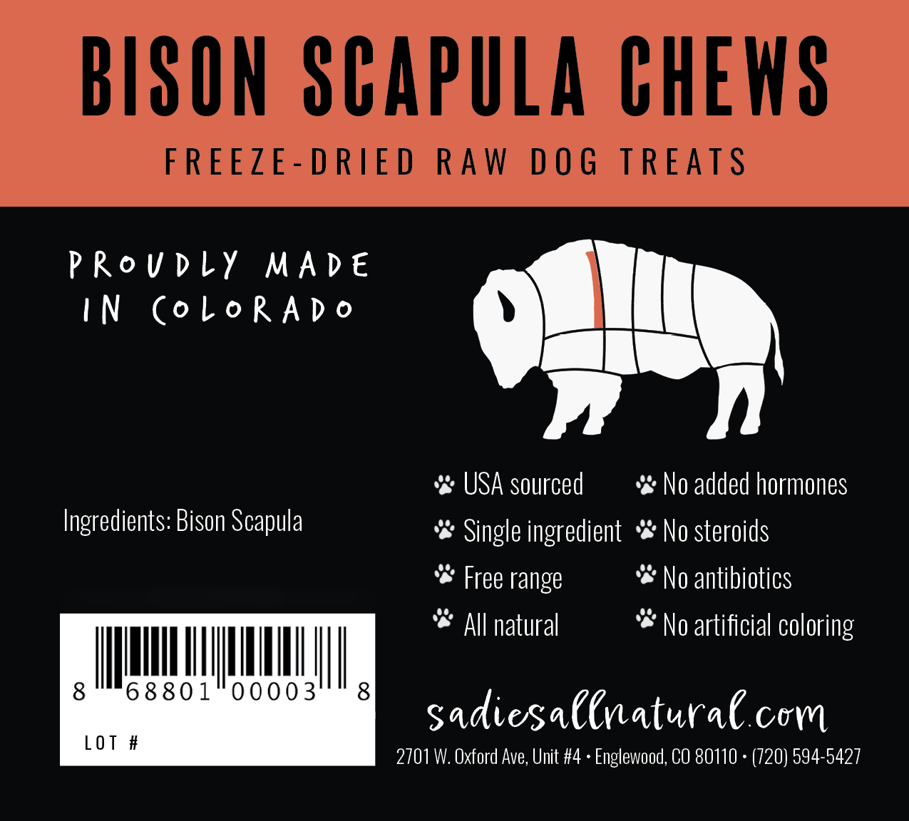 Doot's Chew Bar - BISON Scapula Chews