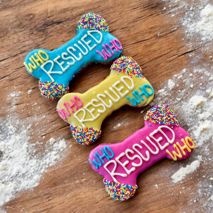 YumYum4DOGS - 6 inch Who Rescued Who bone dog treat- Single - Doot's Pet LLC Collars For A Cause