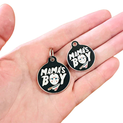 Bad Tags - Dog ID Tag with Personalized QR Code - Mama's Boy Jason  - Engraved QR Code / Large 1.25"