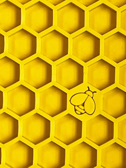 SodaPup - Honeycomb Design Emat Enrichment Licking Mat - Yellow - Larg - Large