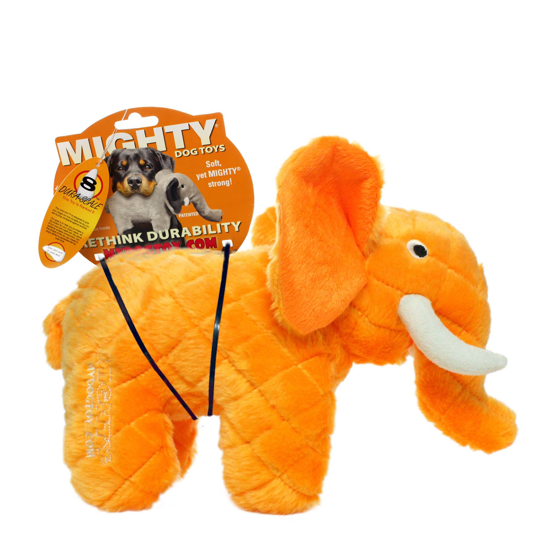 Tuffy Dog Toys - VIP Products - Mighty Safari Elephant - Orange, Plush, Squeaky Dog Toy - Doot's Pet LLC Collars For A Cause