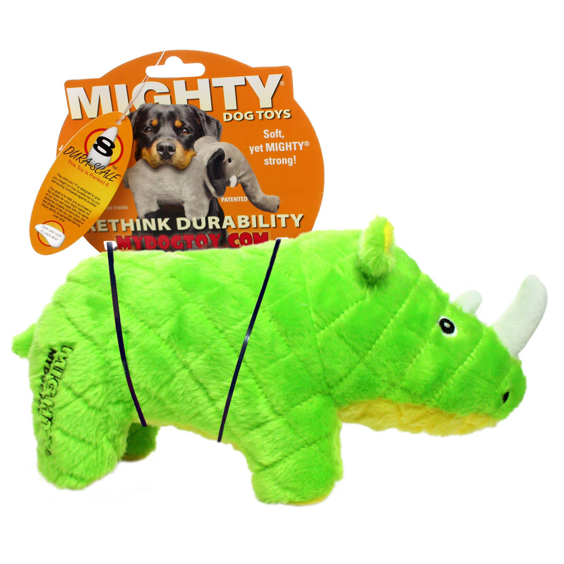 Tuffy Dog Toys - VIP Products - Mighty Safari Rhinoceros - Green, Plush, Squeaky Dog Toy - Doot's Pet LLC Collars For A Cause