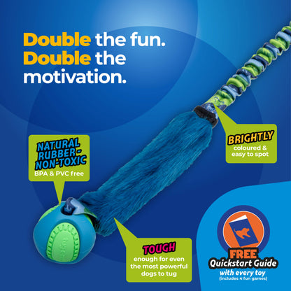Tug-E-Nuff - Fauxtastic PowerBall Bungee | Strong Dog Toys | Tug-E-Nuff - Green Pattern
