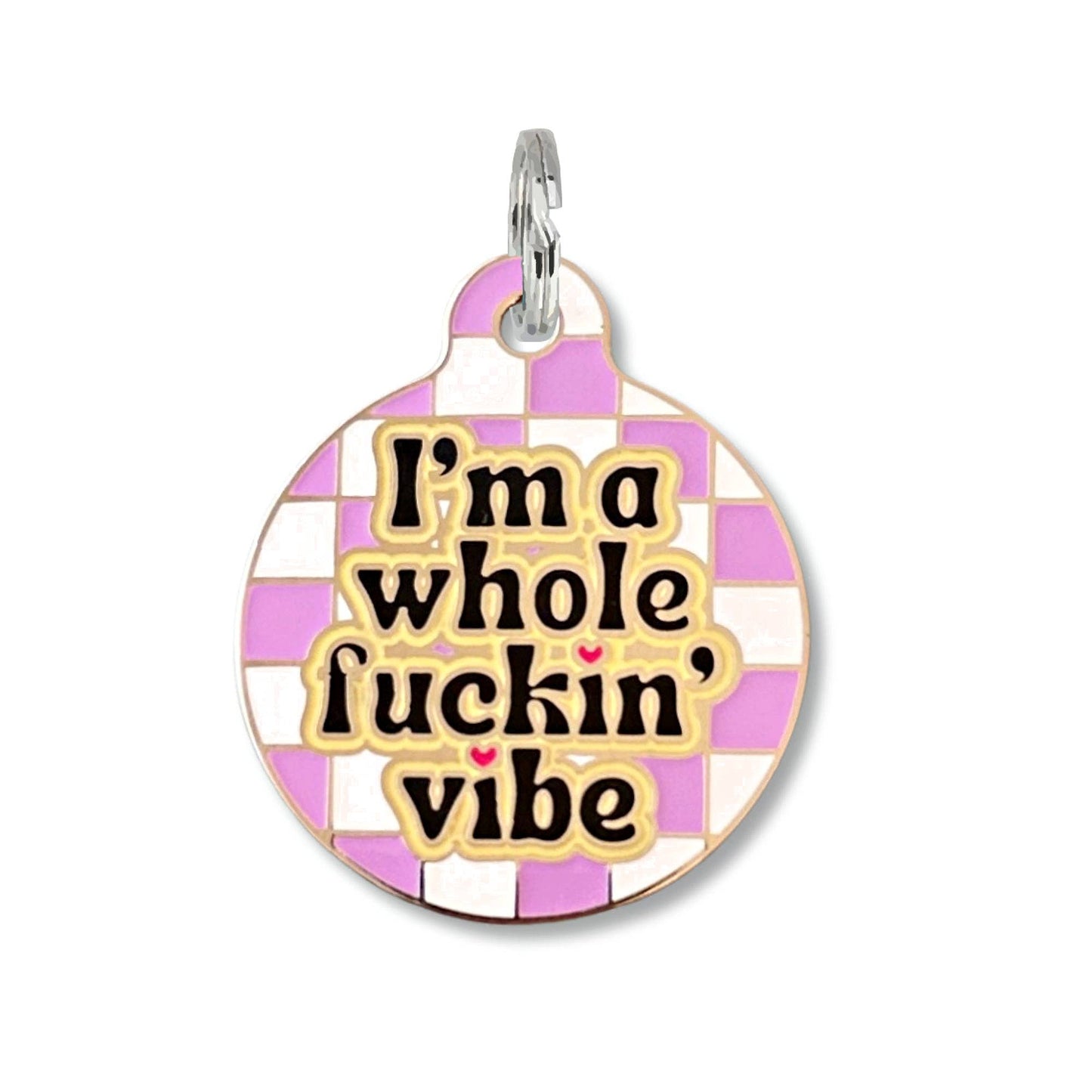 Bad Tags - Dog ID Tag with Personalized QR Code - Whole Vibe - Purple / Engraved QR Code / Small 1"