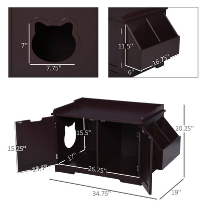 Cat Litter Box Nightstand End Table Enclosure