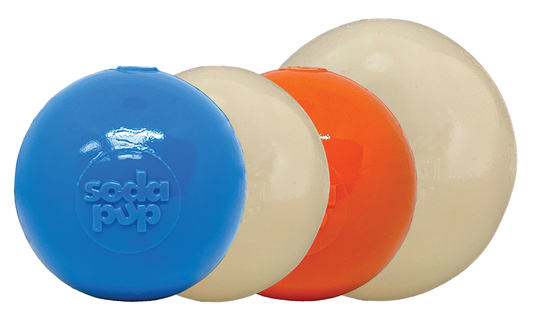 SodaPup - Squeak Ball Ultra Durable PUP-X Squeaking, Chewing, Floating & Retrieving Ball - Large Squeaker Ball - glow in the dark