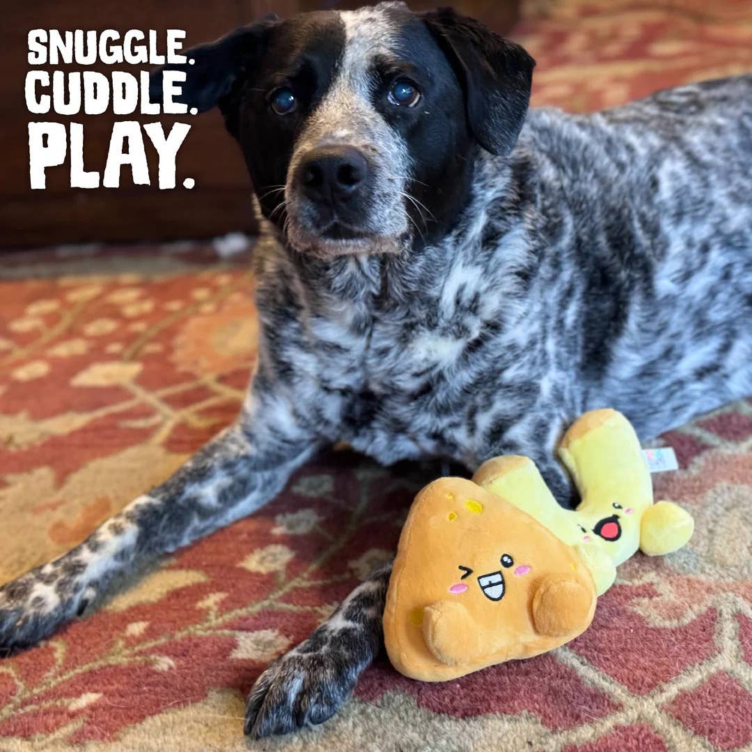 SnugArooz Mac and Cheese Plush Dog Toy 2pk