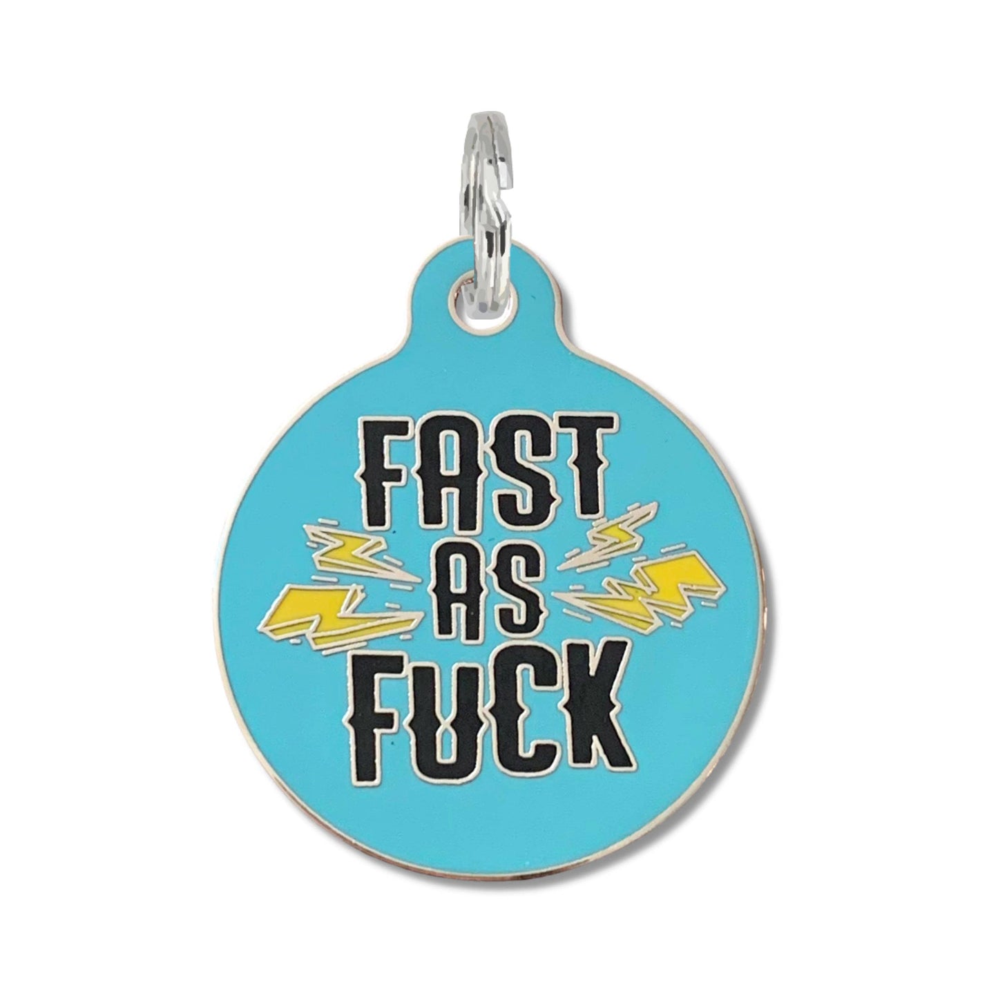 Bad Tags - Personalized Dog ID Tag w/ Scannable QR Code - Fast as Fuck - Engraved QR Code / Large 1.25"