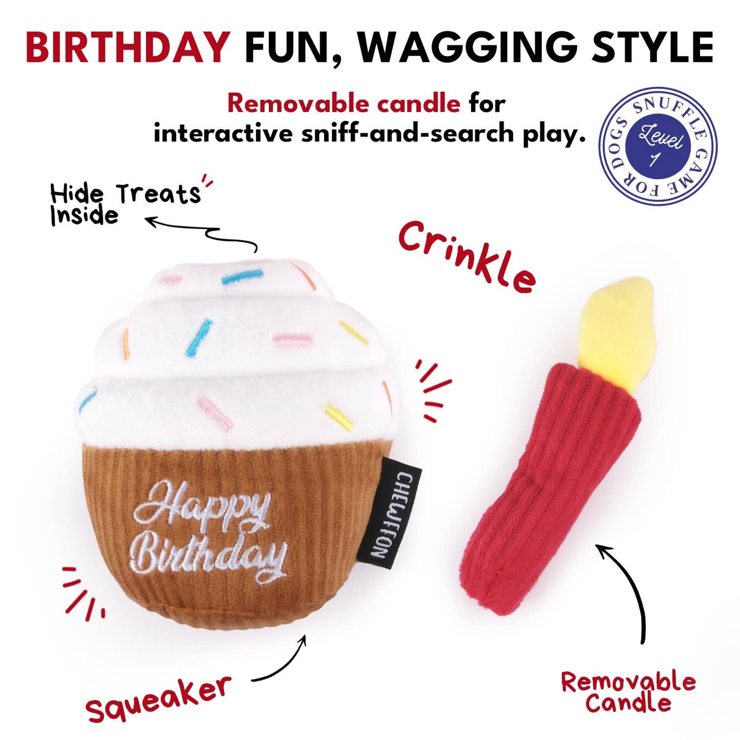 CHEWFFON - CHEWFFON Cupcake Dog Toy Interactive Squeaky Birthday Treat - Doot's Pet LLC Collars For A Cause