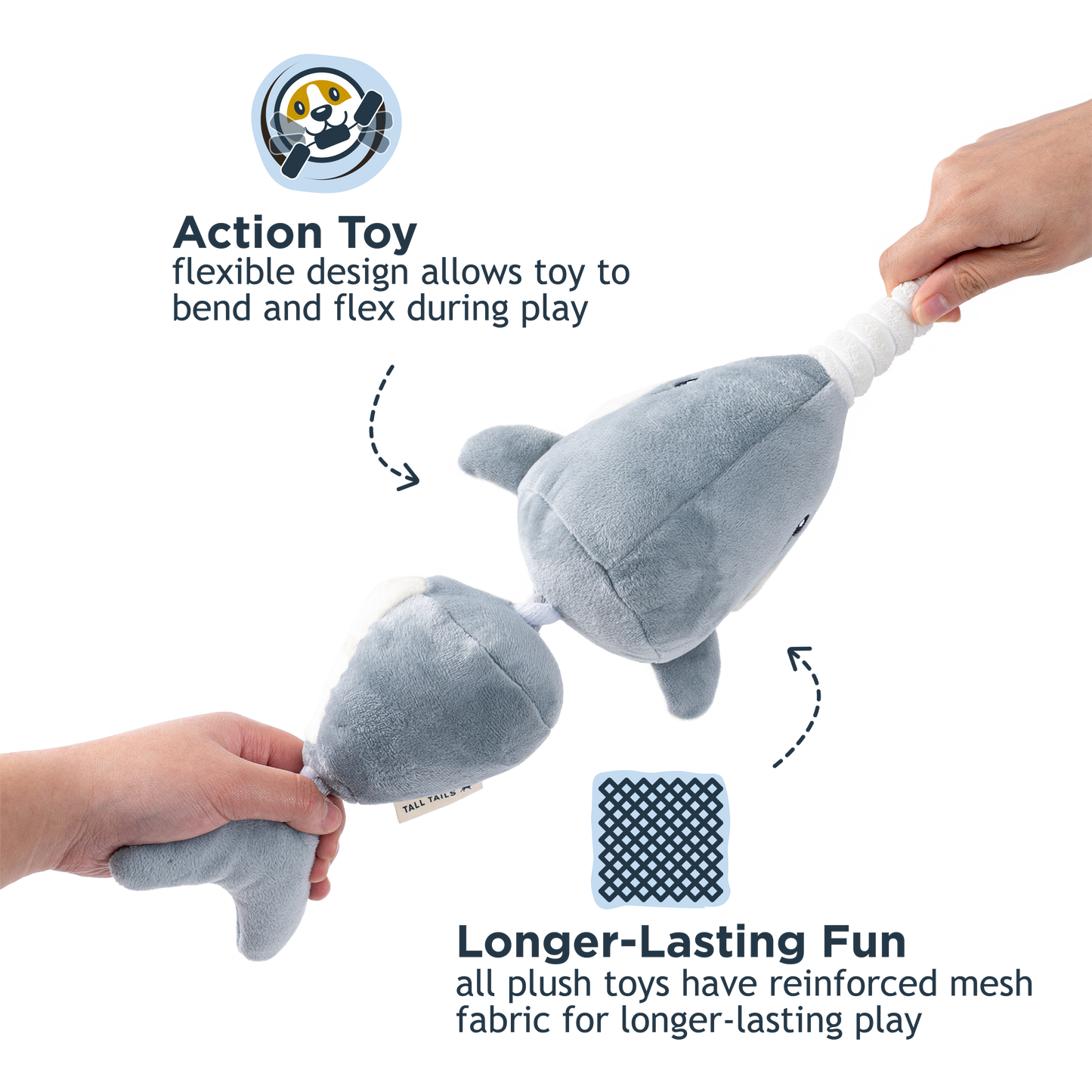 Tall Tails - Narwhal Jointed Shake Play Dog Toy