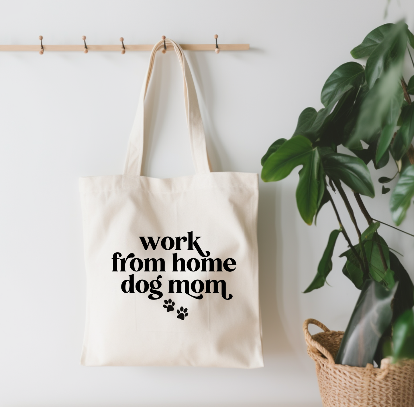 EnchantingSunshine - Work From Home Dog Mom Small Canvas Tote Bag - Doot's Pet LLC Collars For A Cause