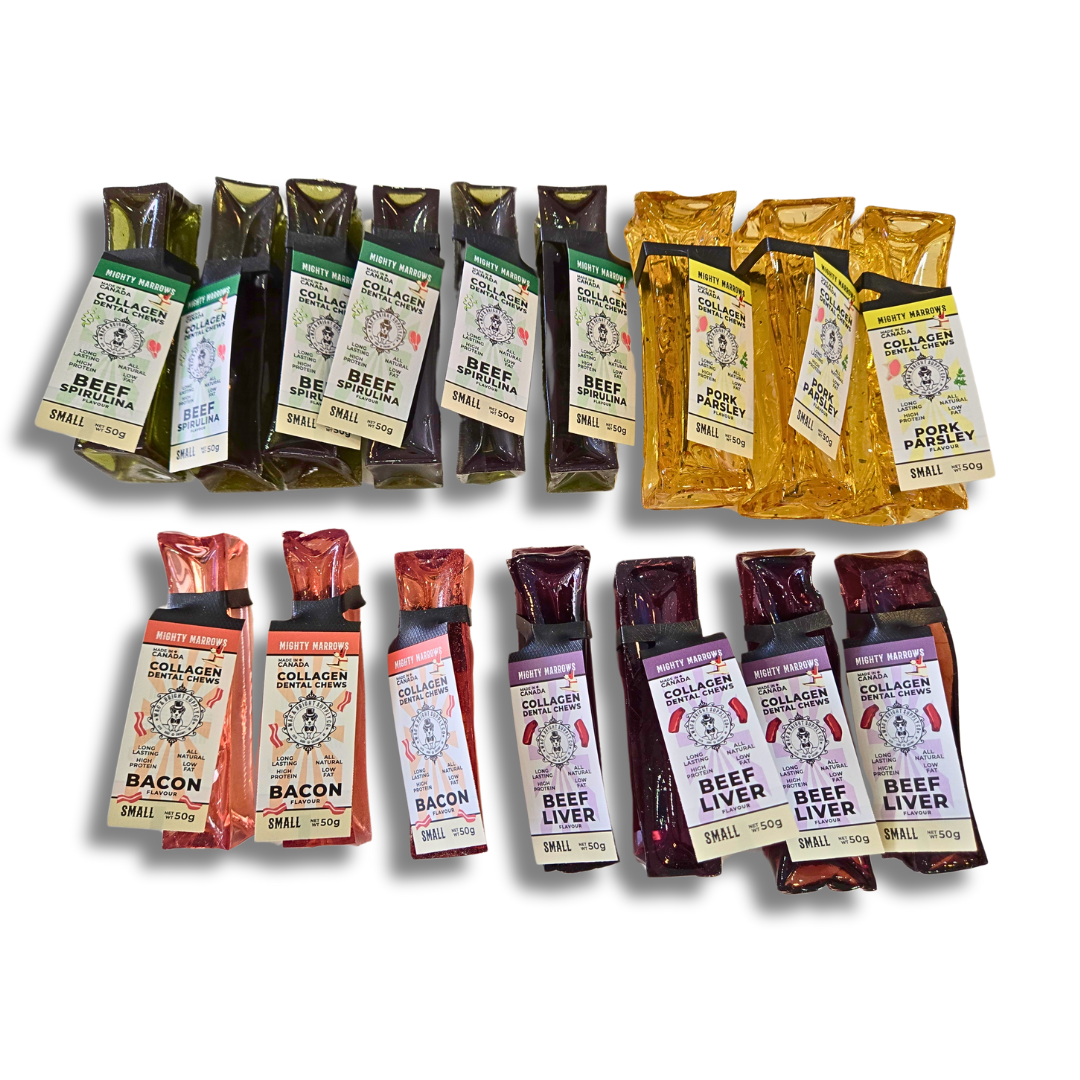 Doots Chew Bar - Wag & Bright Supply Co. - Mighty Marrows Collagen Dental Chew - Spirulina Beef - 2 sizes - Doot's Pet LLC Collars For A Cause