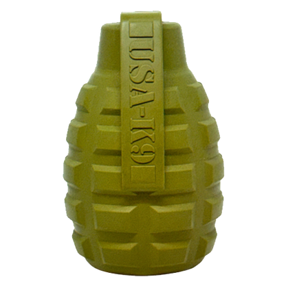 Grenade Shaped eDispenser Durable Dog Chew Toy & Treat Dispenser - Army Green - Doot's Pet LLC Collars For A Cause