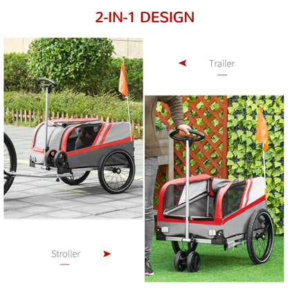 Pet Bike Trailer 2-in-1 Travel Stroller