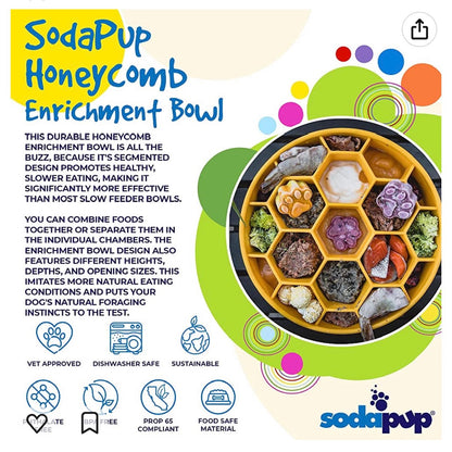 Honeycomb eBowl Deep Slow Feeder Dog Bowl for Enrichment | USA Made - Doot's Pet LLC Collars For A Cause