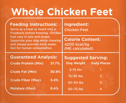 Freezbone Whole Chicken Feet Dental Treats for Dogs - Human Grade - Single Ingredient - Doot's Pet LLC Collars For A Cause