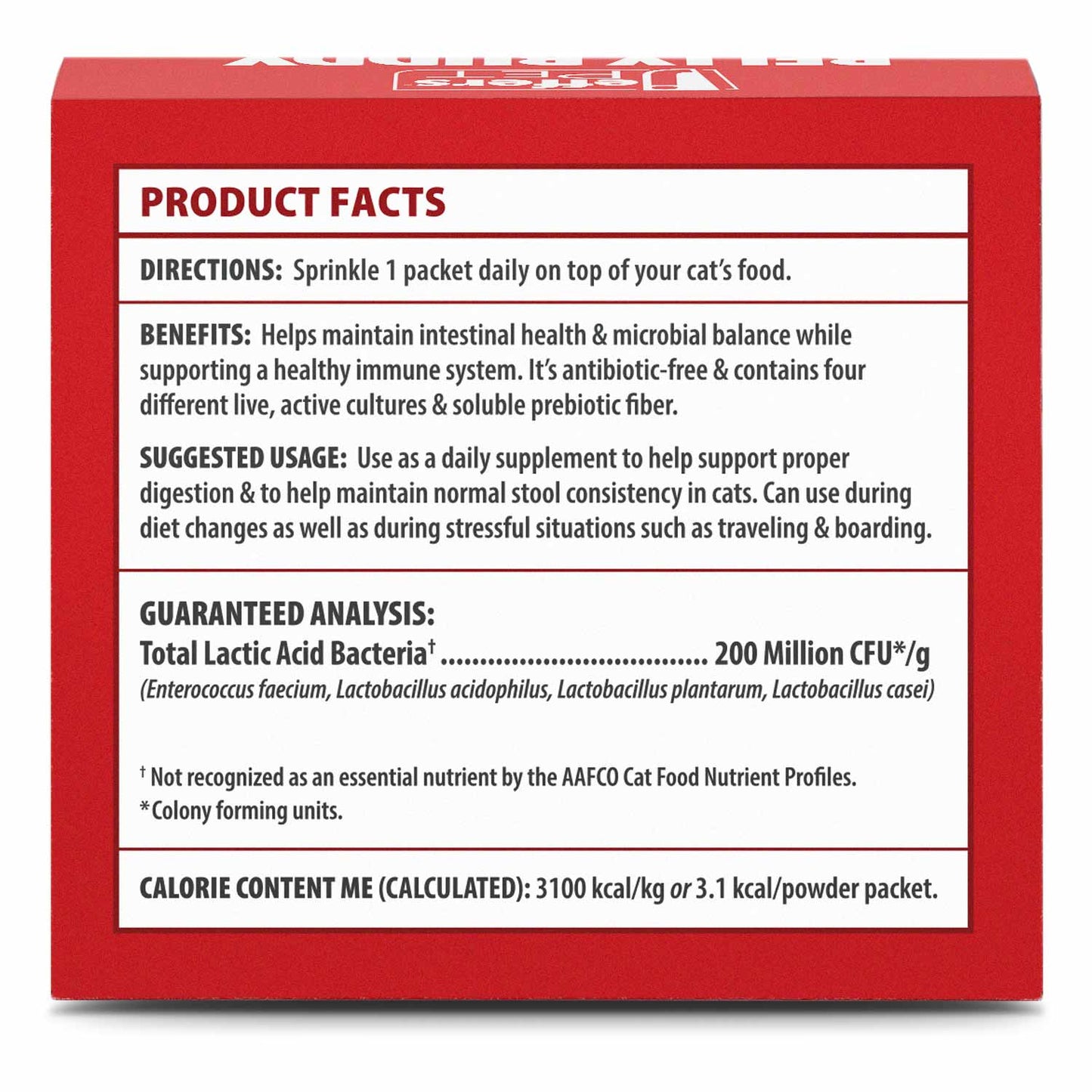 Jeffers BELLY BUDDY Probiotic Supplement Packets for Cats – Multi-Strain Digestive & Immune Support