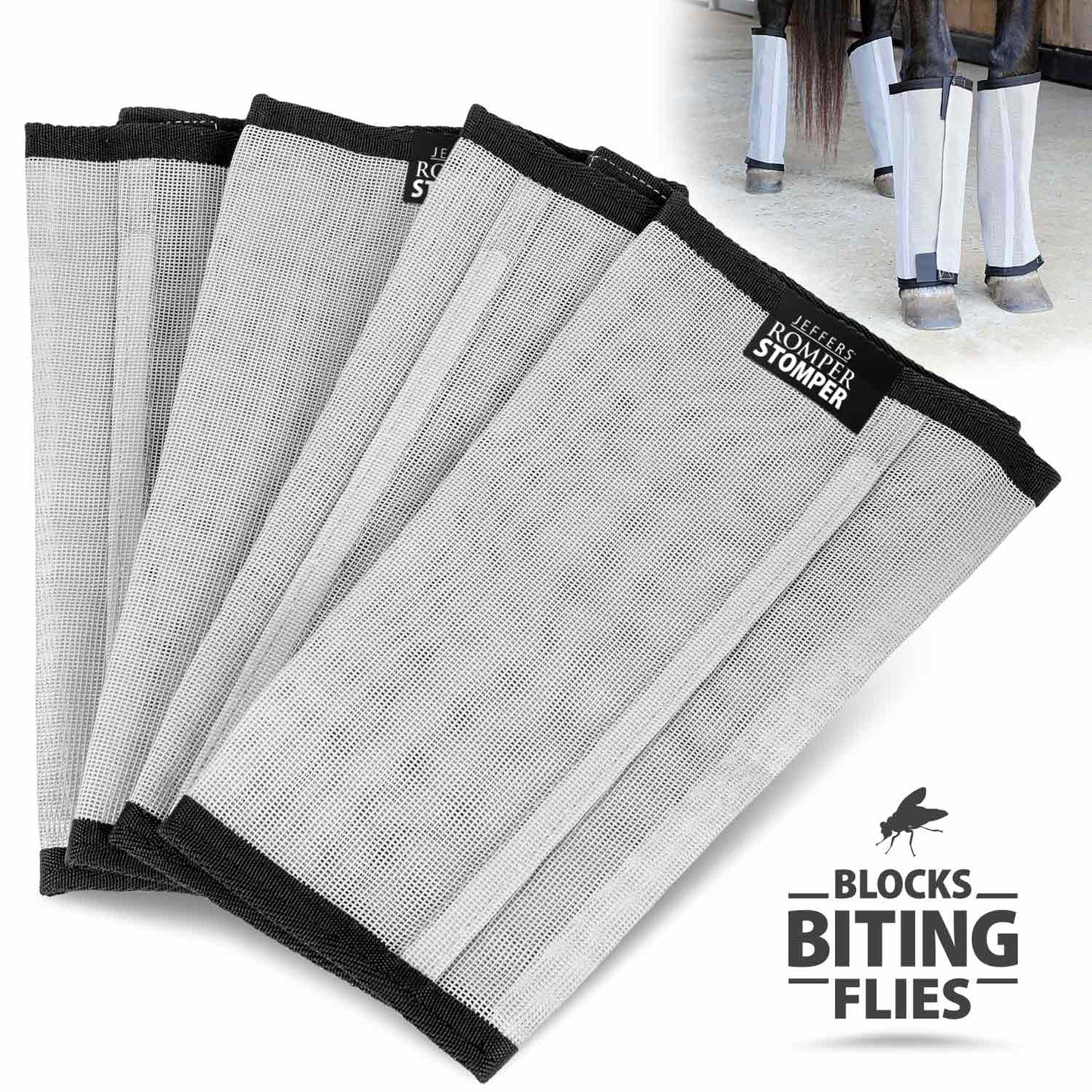 Pre-Sale Jeffers Romper Stomper "Stomp-Free" Fly Boots for Horses, 4 pack