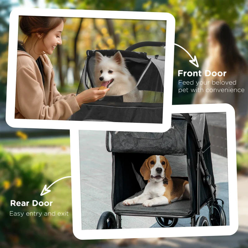 One-Click Foldable Stroller for Large Medium Small Dogs, Pet, Cats with Storage - Doot's Pet LLC Collars For A Cause