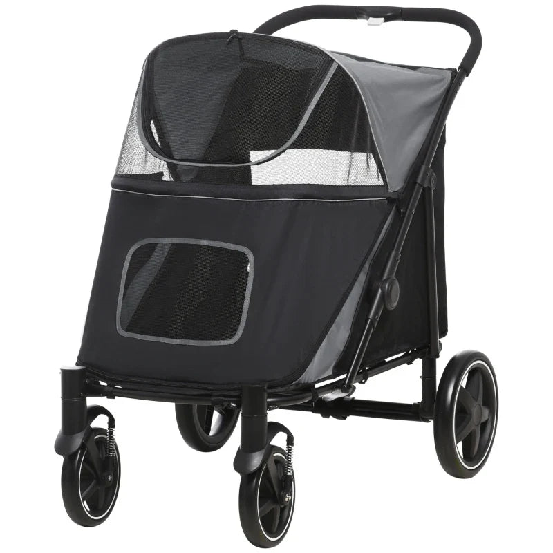 One-Click Foldable Stroller for Large Medium Small Dogs, Pet, Cats with Storage - Doot's Pet LLC Collars For A Cause