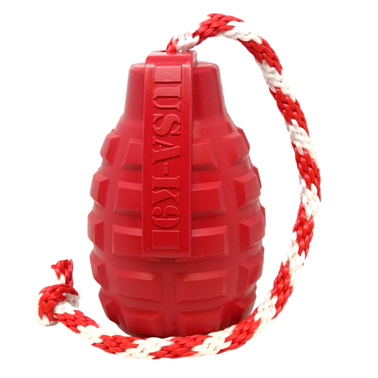 USA-K9 Grenade Shaped Durable Rubber Chew Toy, Treat Dispenser, Reward Toy, Tug Toy, and Retrieving Toy - Doot's Pet LLC Collars For A Cause