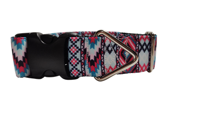 1.5" Wide Pink Tribal Nylon Dog Collar