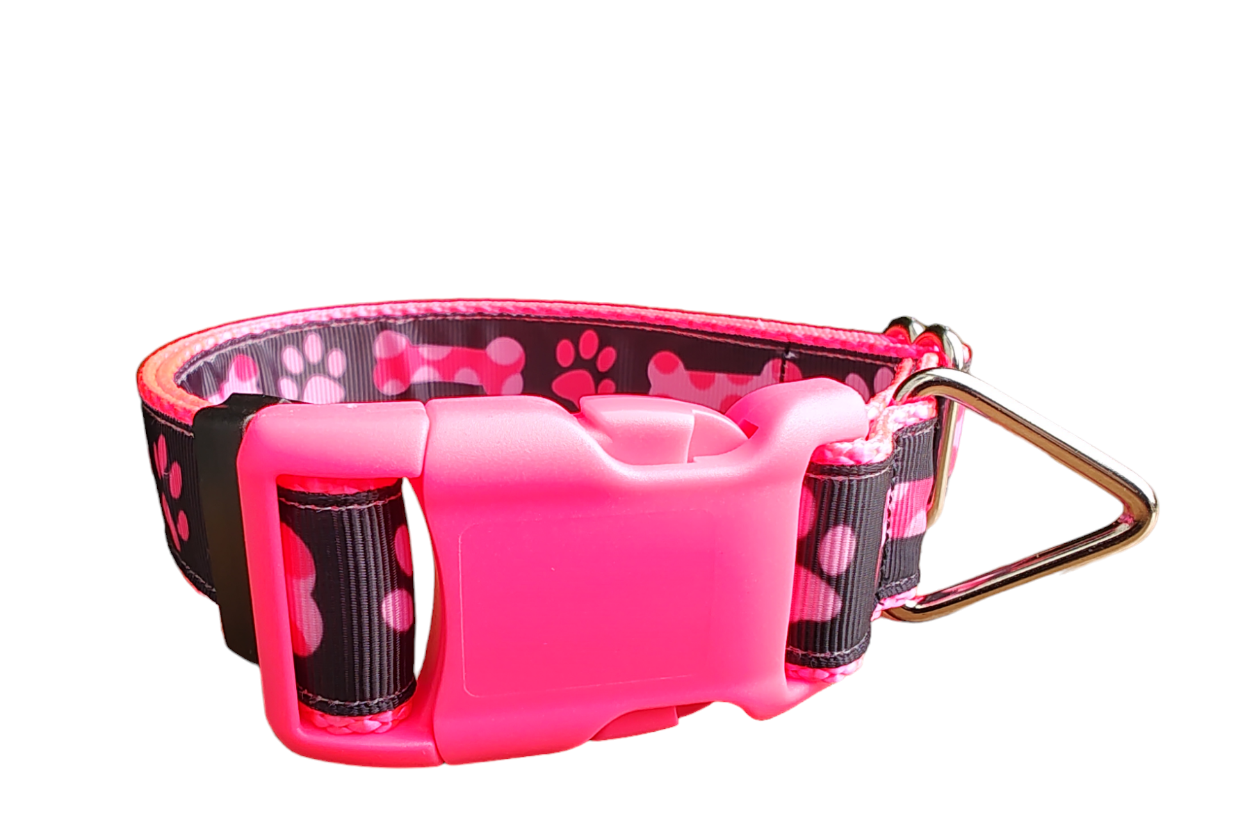 Bones and Paws Hot Pink Nylon Dog Collar MD, LG, XL, Leash - Doot's Pet LLC Collars For A Cause