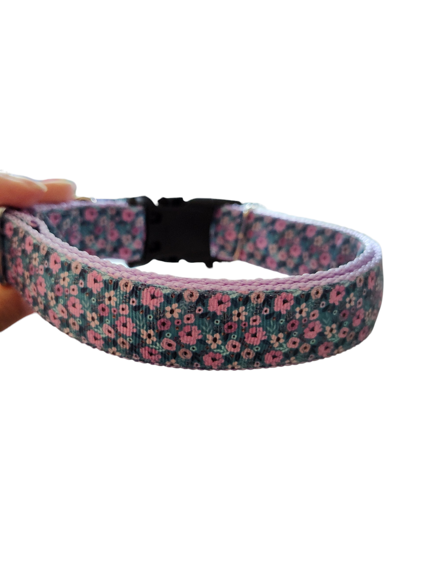 Purple Flower Field Nylon Dog Collar
