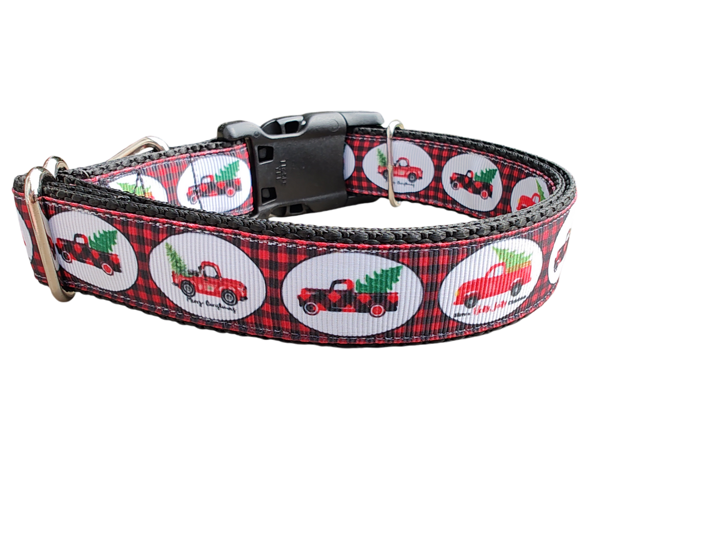 Christmas Red Truck Nylon Dog Collar