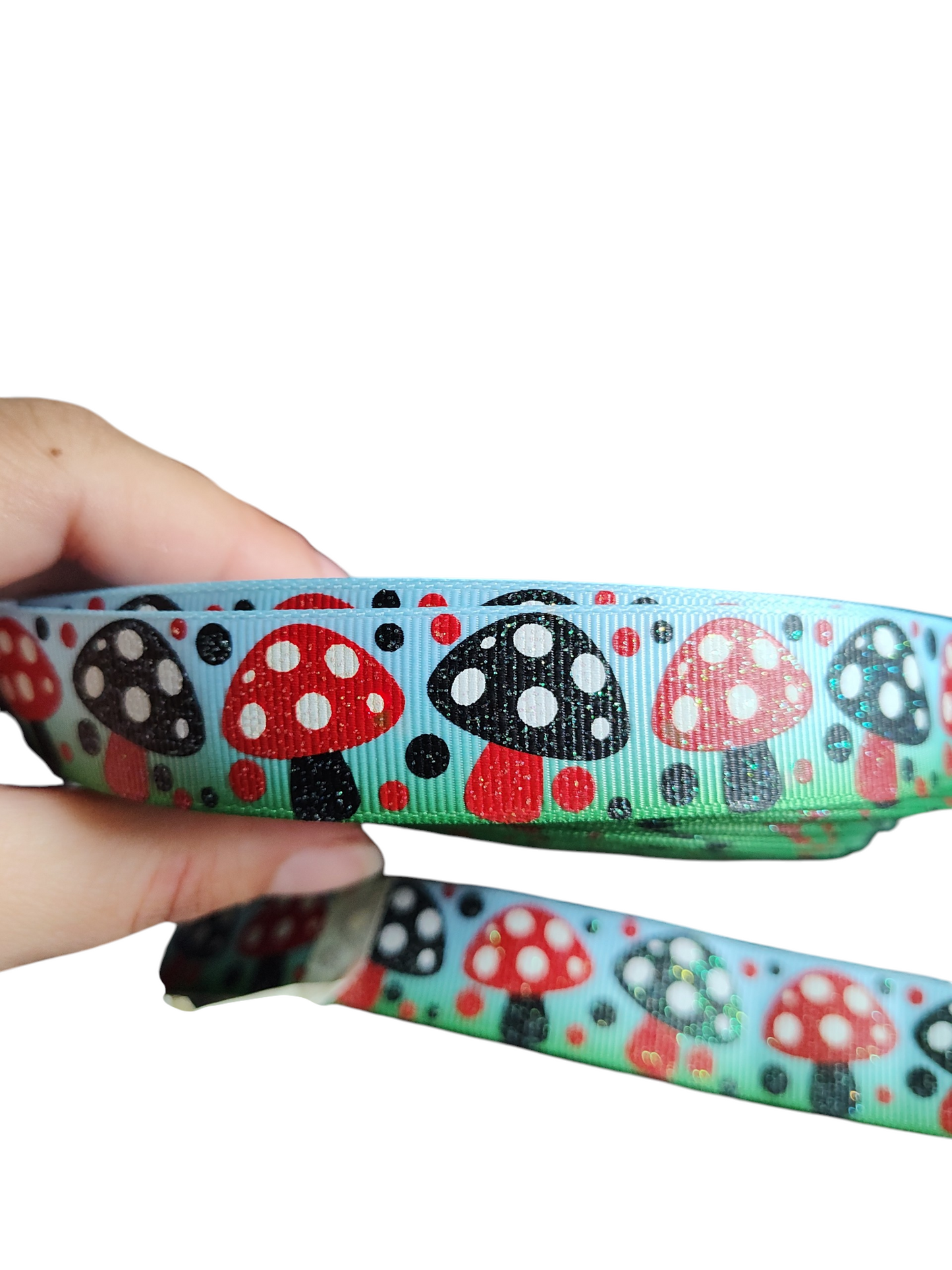 Glitter Mushrooms Nylon Dog Collar