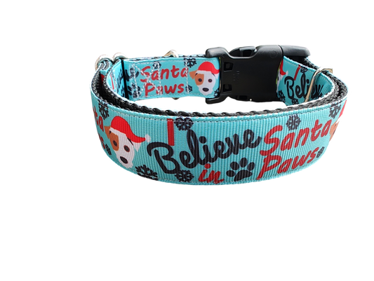 Believe In Santa Paws Christmas Nylon Dog Collar