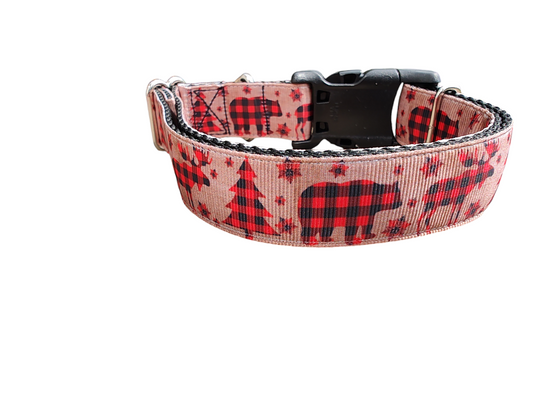 Plaid Forest Nylon Dog Collar