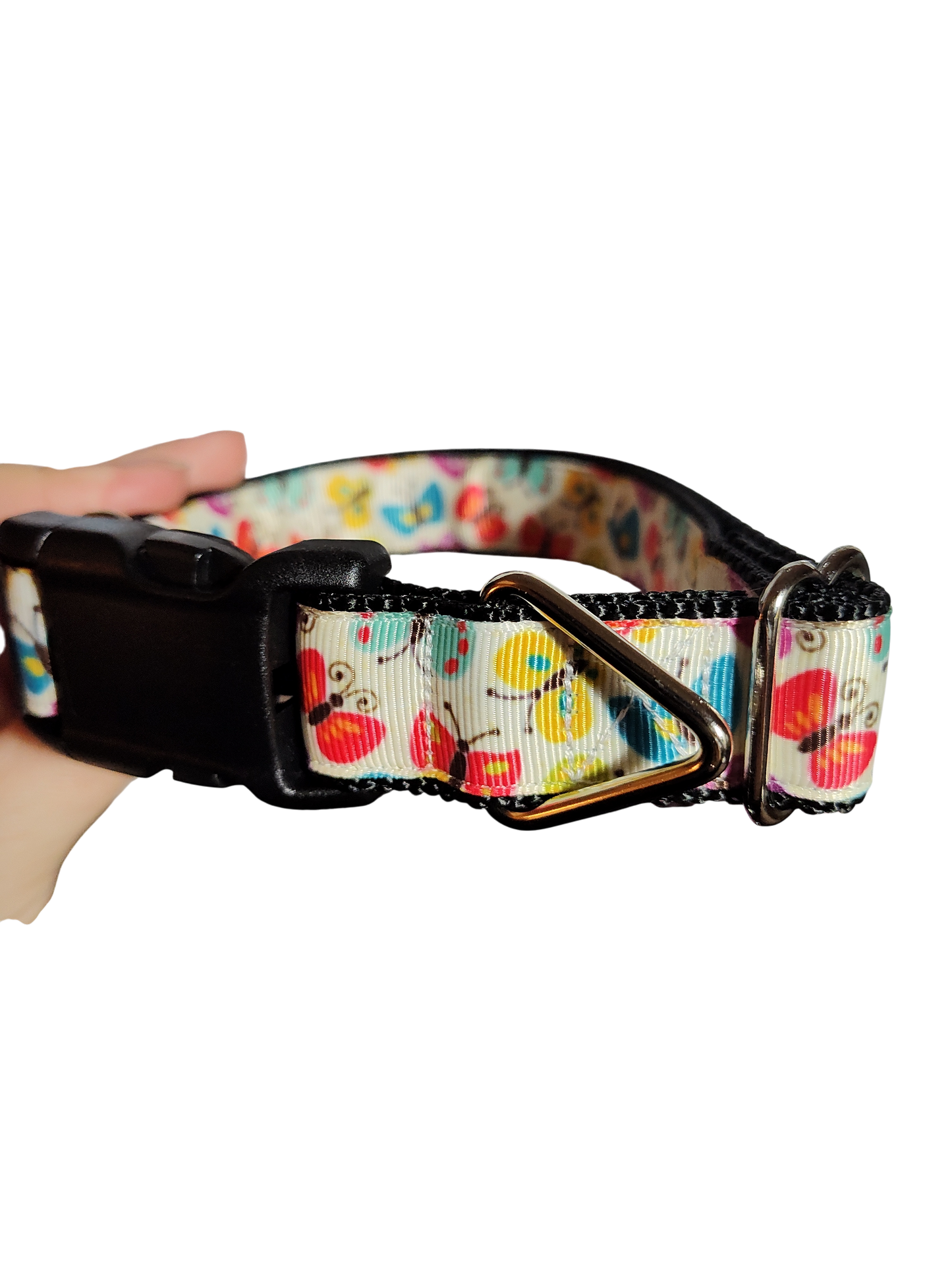 Rainbow Butterflies Nylon Dog Collar