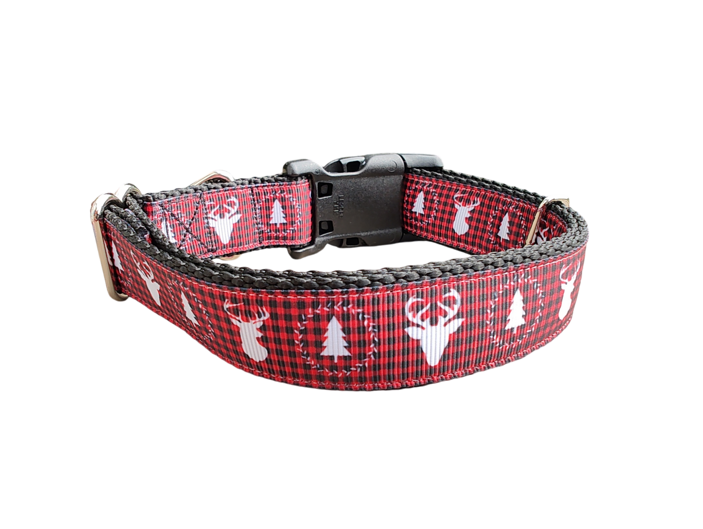 Deer Heads and Trees Nylon Dog Collar