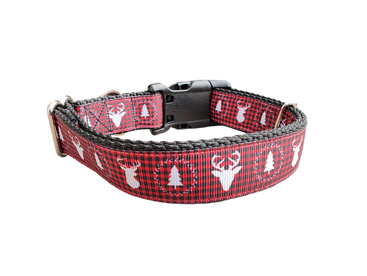 Deer Heads and Trees Nylon Dog Collar