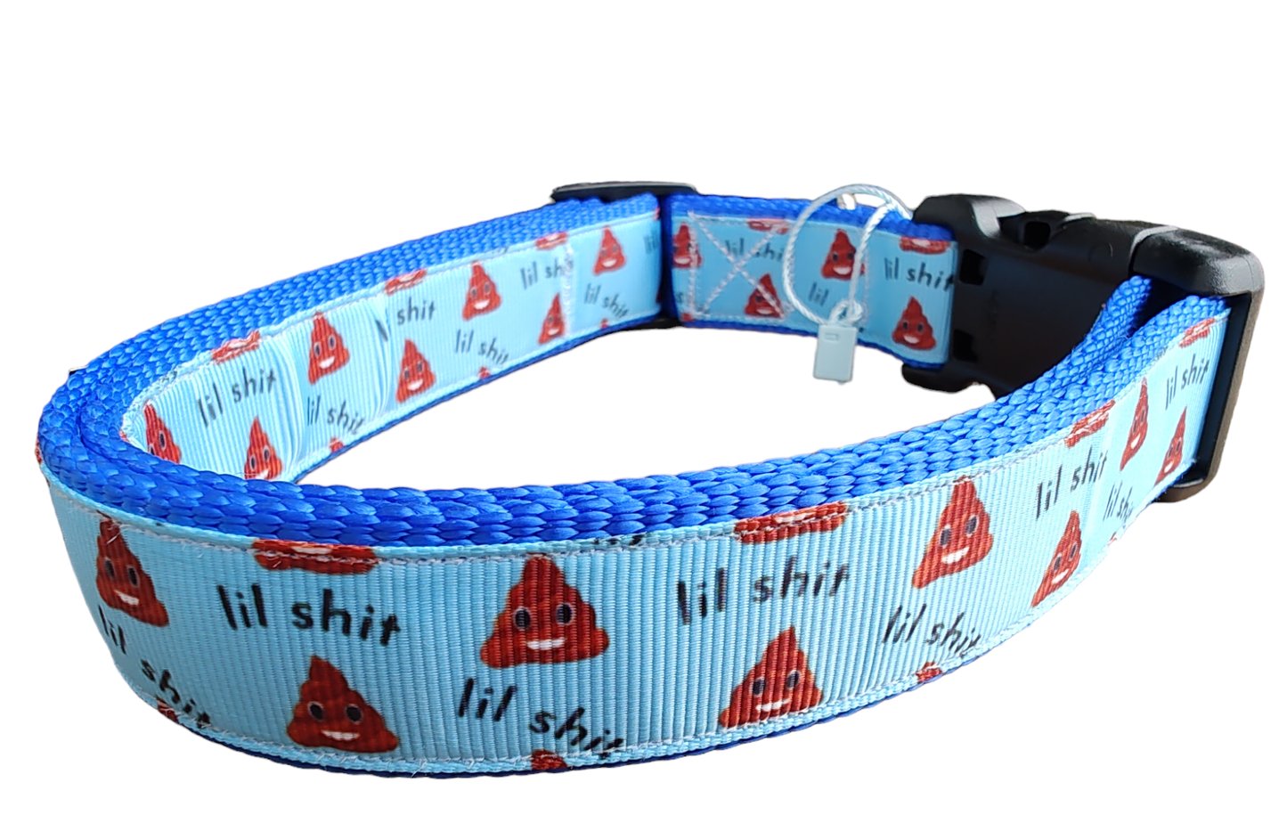 Blue Lil Shit Nylon Dog Collar MD, LG, XL, Leash - Doot's Pet LLC Collars For A Cause