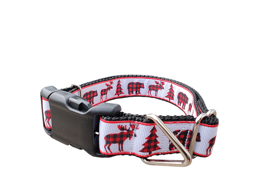 Buffalo Check Forest Nylon Dog Collar