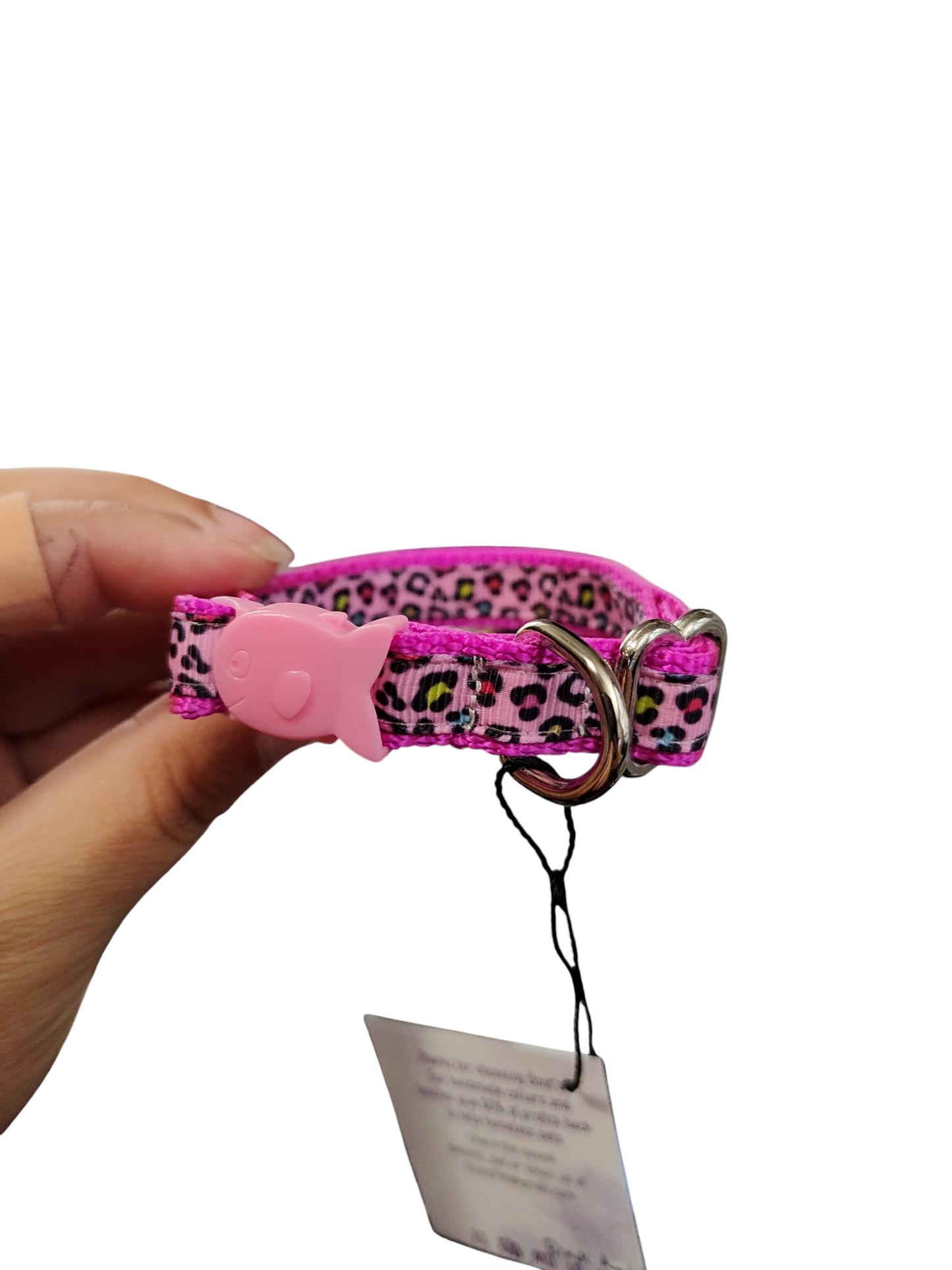 1/2" Pink Cheetah Print Nylon Dog / Cat Collar